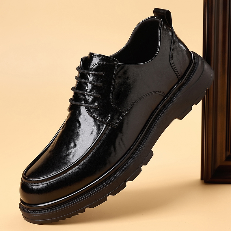 皮鞋男款2025新款秋季镂空牛皮商务男士正装黑色休闲大头英伦男鞋