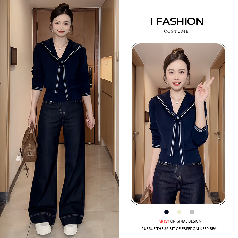 设计感时尚长袖针织衫女2025年春秋新款休闲风减龄百搭显瘦上衣