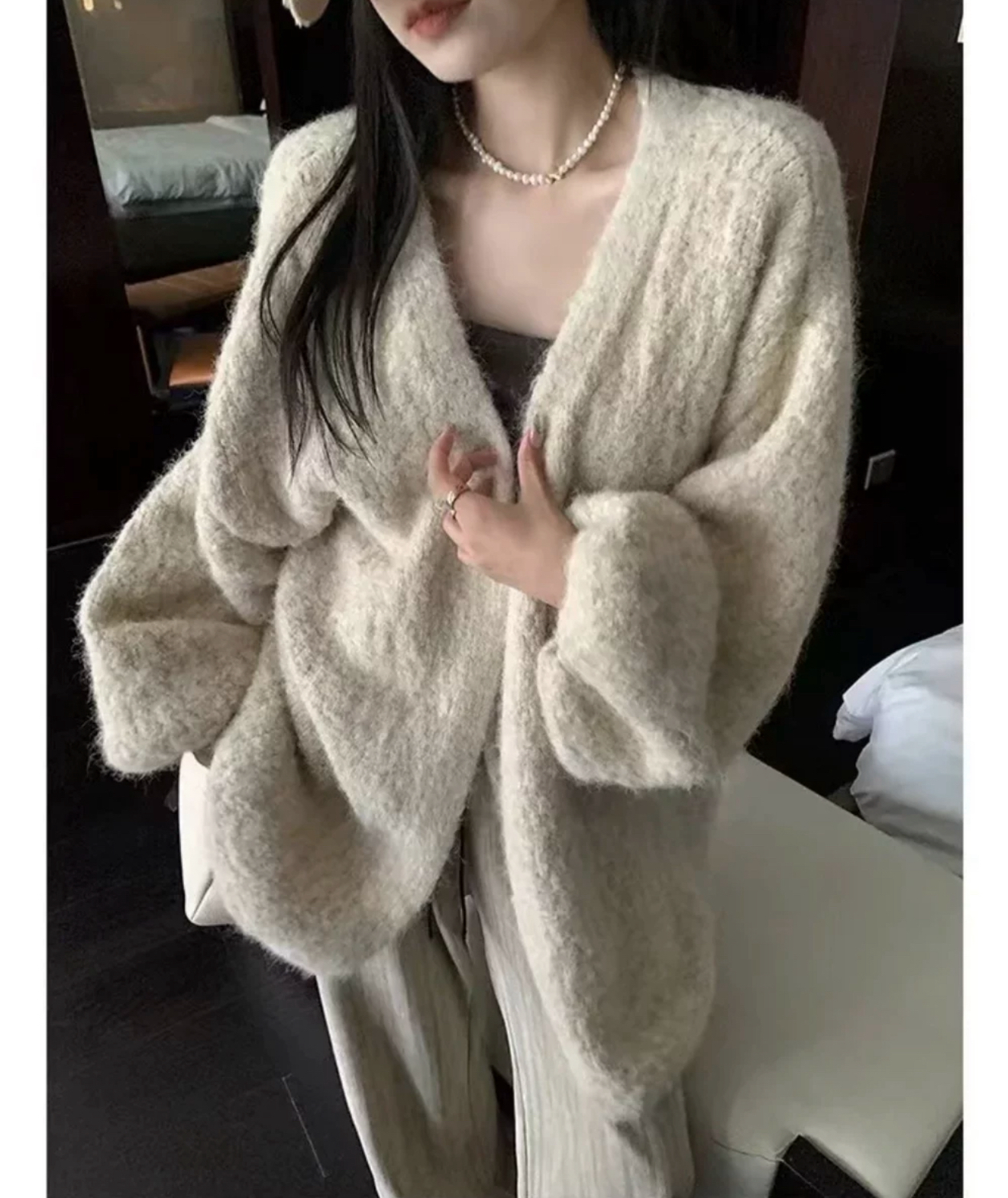 慵懒风软糯毛衣外套女2025秋冬宽松大版加厚洋气针织开衫外搭