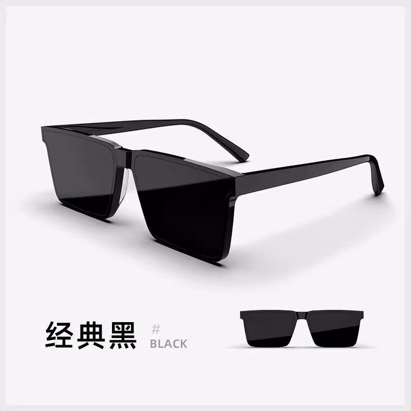 高颜值时尚方形防风太阳镜防紫外线护目开车钓鱼遮阳护目偏光墨镜