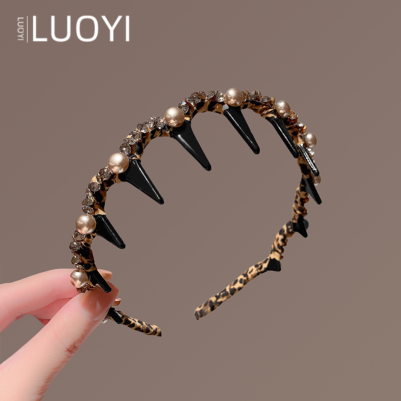 宽边约3.5厘米复古高颅顶宽边豹纹发箍女秋冬时尚网红头箍头饰