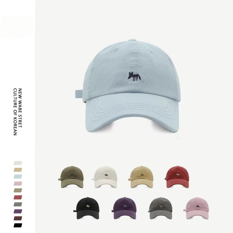 韩版小狐狸刺绣棒球帽男女生春夏百搭宽檐帽子高品质软顶-DD008