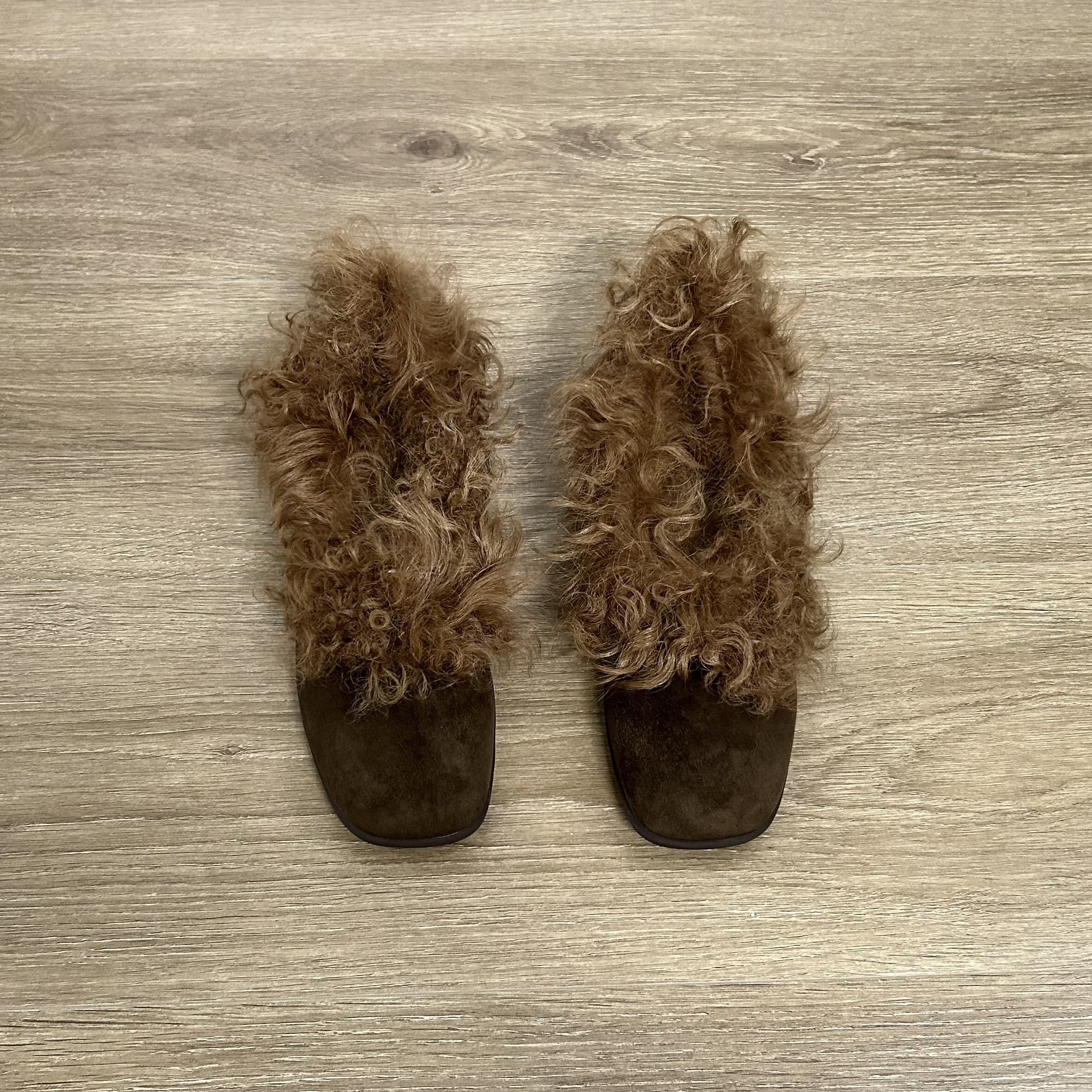 Dannyfrey秋冬款复古女绒面时尚单鞋一脚蹬毛毛玛丽珍单鞋4CM