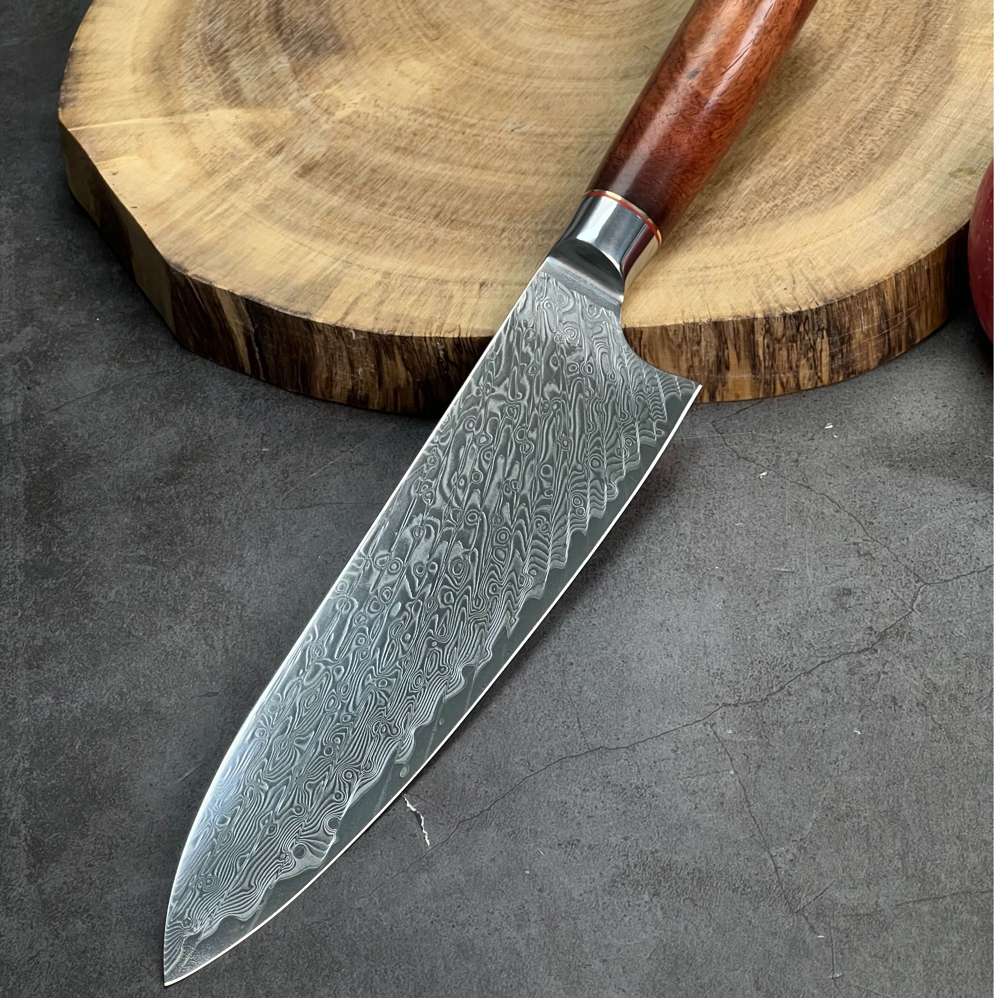 立体纹大马士革牛刀日式牛刀主厨刀厨师刀日式料理刀家用菜刀厨刀