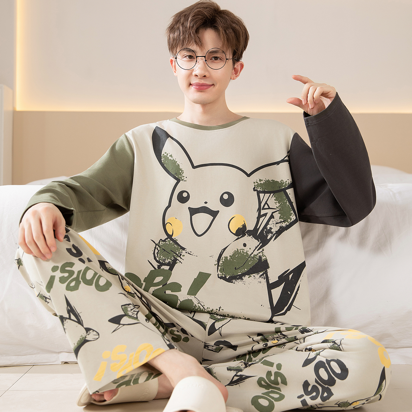 纯棉睡衣男士春秋季2025新款长袖加大码学生可外穿冬天家居服套装