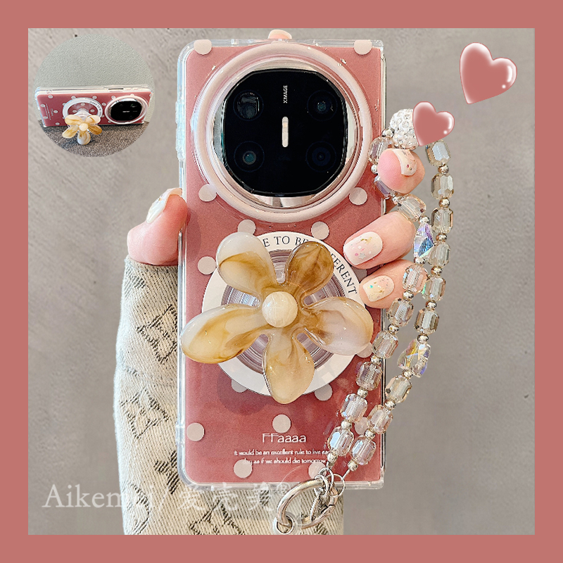 适用华为mateX6折叠屏手机壳Matex5典藏版波点立体小花X3磁吸支架