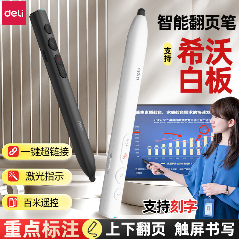 【新品首发】得力激光翻页笔教师用PPT遥控电子白板触控笔