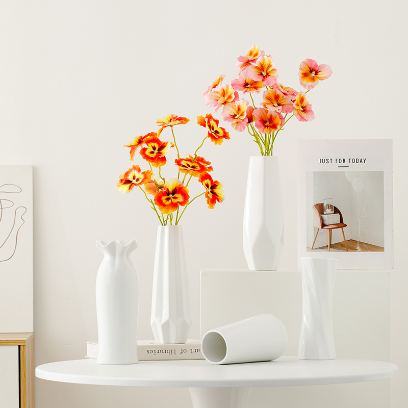 简约创意奶油风白色陶瓷花瓶客厅水培餐桌插花高级感仿真装饰摆件