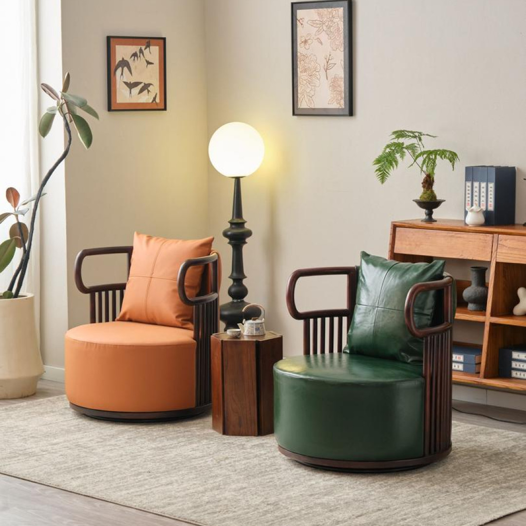 旋转大沙发懒人沙发新中式休闲沙发椅鸳鸯旋转沙发中古懒人沙发椅