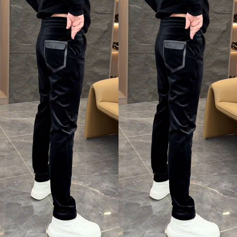 2025新款春秋季欧货男士弹力金丝绒休闲裤高档潮流时尚修身直筒裤