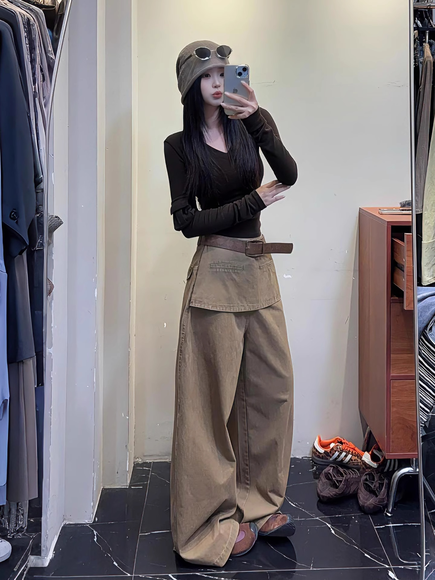 年终狂欢季2025秋季新款韩系老钱风口袋设计感显瘦上衣休闲宽松阔