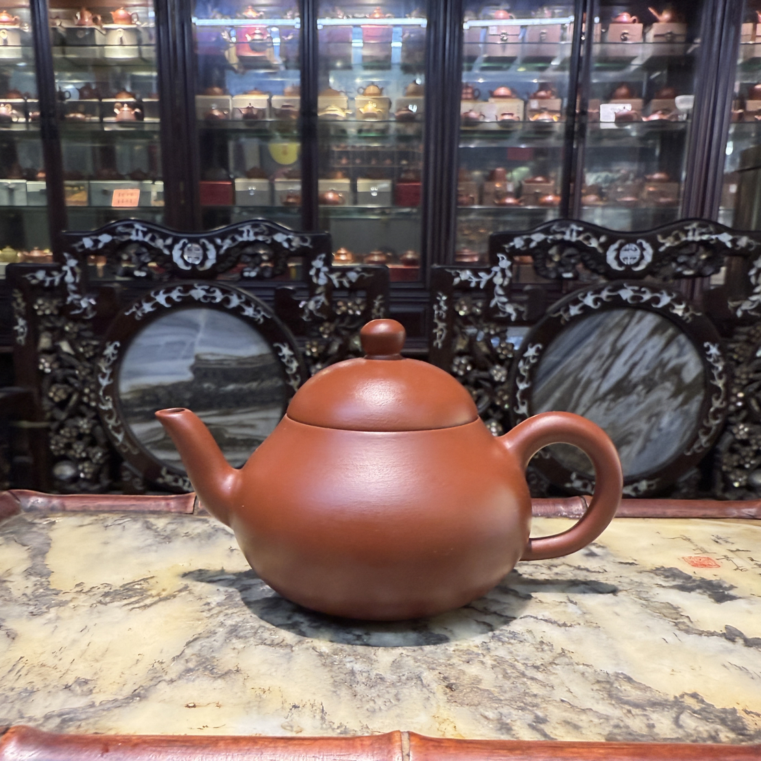 潮州朱泥原矿手拉壶梨壶全手工朱泥大红袍紫砂壶