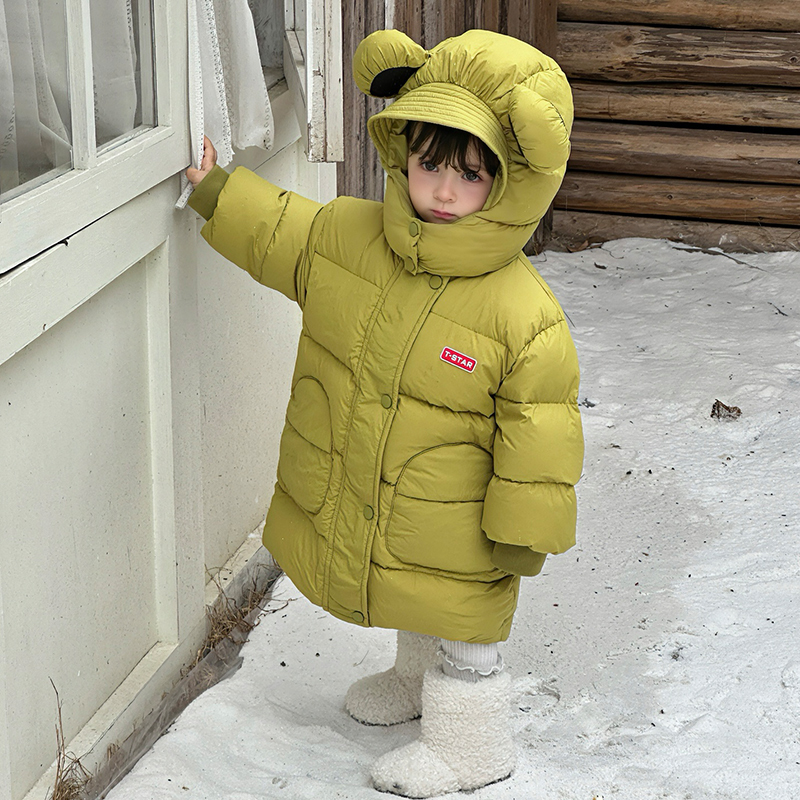 【新国标90绒】小童羽绒服中长款过膝男童女宝宝冬季加厚白鸭绒外套
