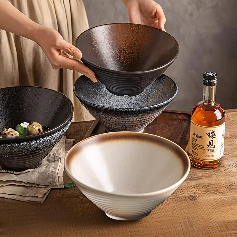 日式面碗拉面碗泡面碗家用2025新款斗笠碗高级感釉下彩餐具汤碗