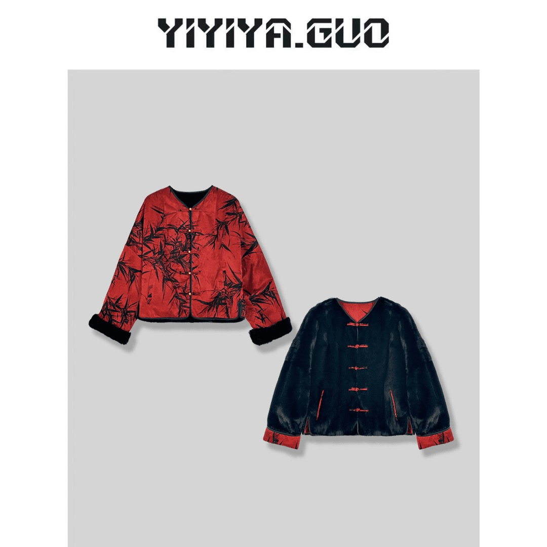 yiyiya.Guo艺艺吖/【高奢线·粉妆玉琢】双面穿盘扣水貂外套20242219