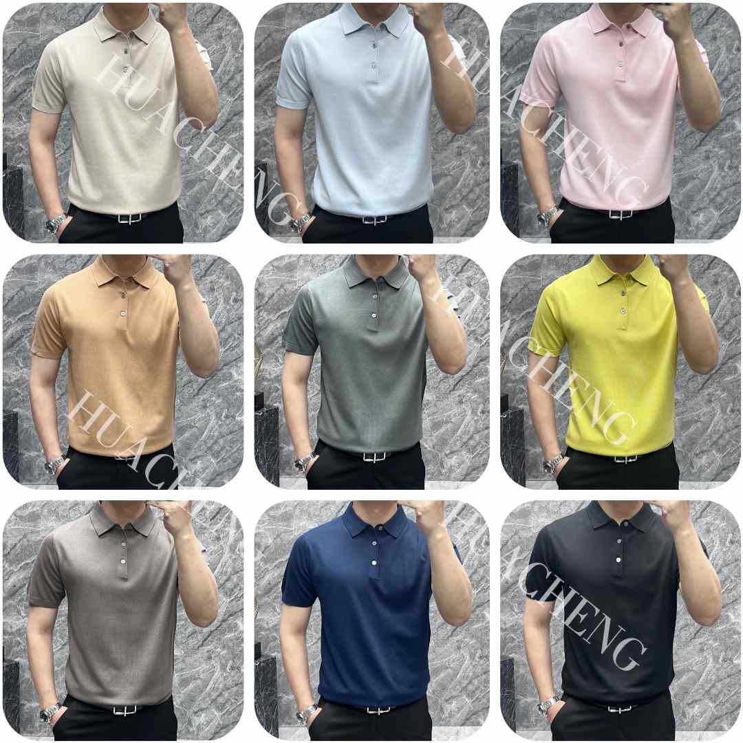 【画成】夏季纯色时尚百搭翻领针织短袖男士商务休闲POLO衫 Z8303