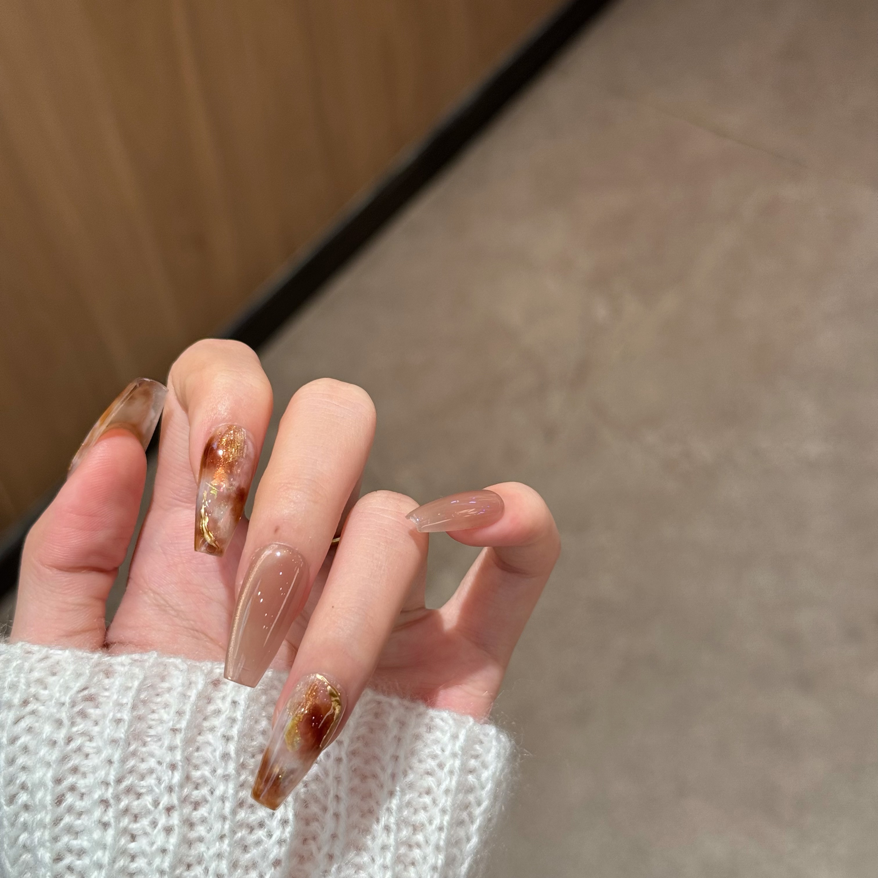 【若梦浮光】纯手工穿戴甲ins百搭显白猫眼晕染指甲贴美甲贴片女