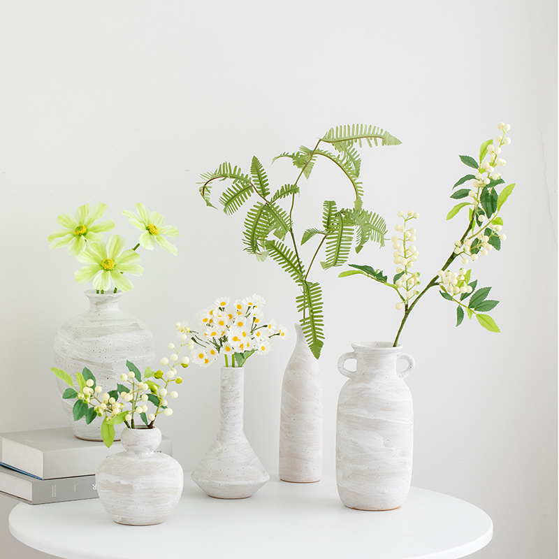 简约复古创意侘寂风陶瓷花瓶客厅玄关装饰插花摆件桌面水培粗陶罐