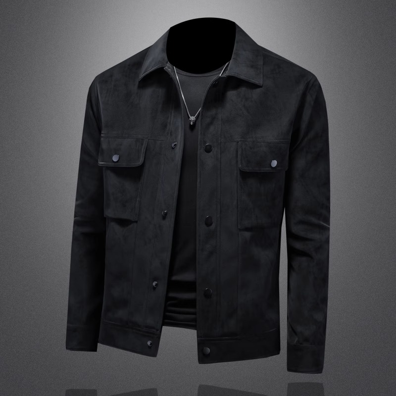 Zero Degree North轻奢翻领皮衣男士机车帅气新款派克服修身夹克