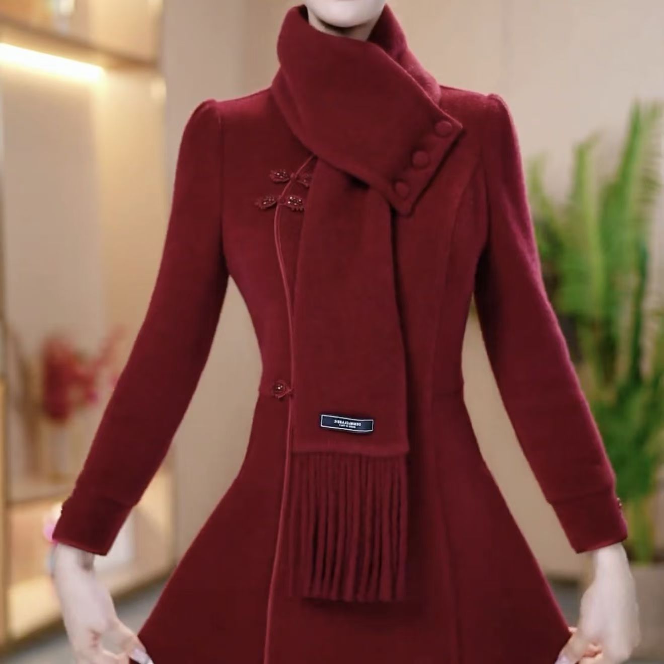 纯色改良版旗袍连衣裙修身显瘦时尚气质2025秋冬新款婚宴礼服裙子