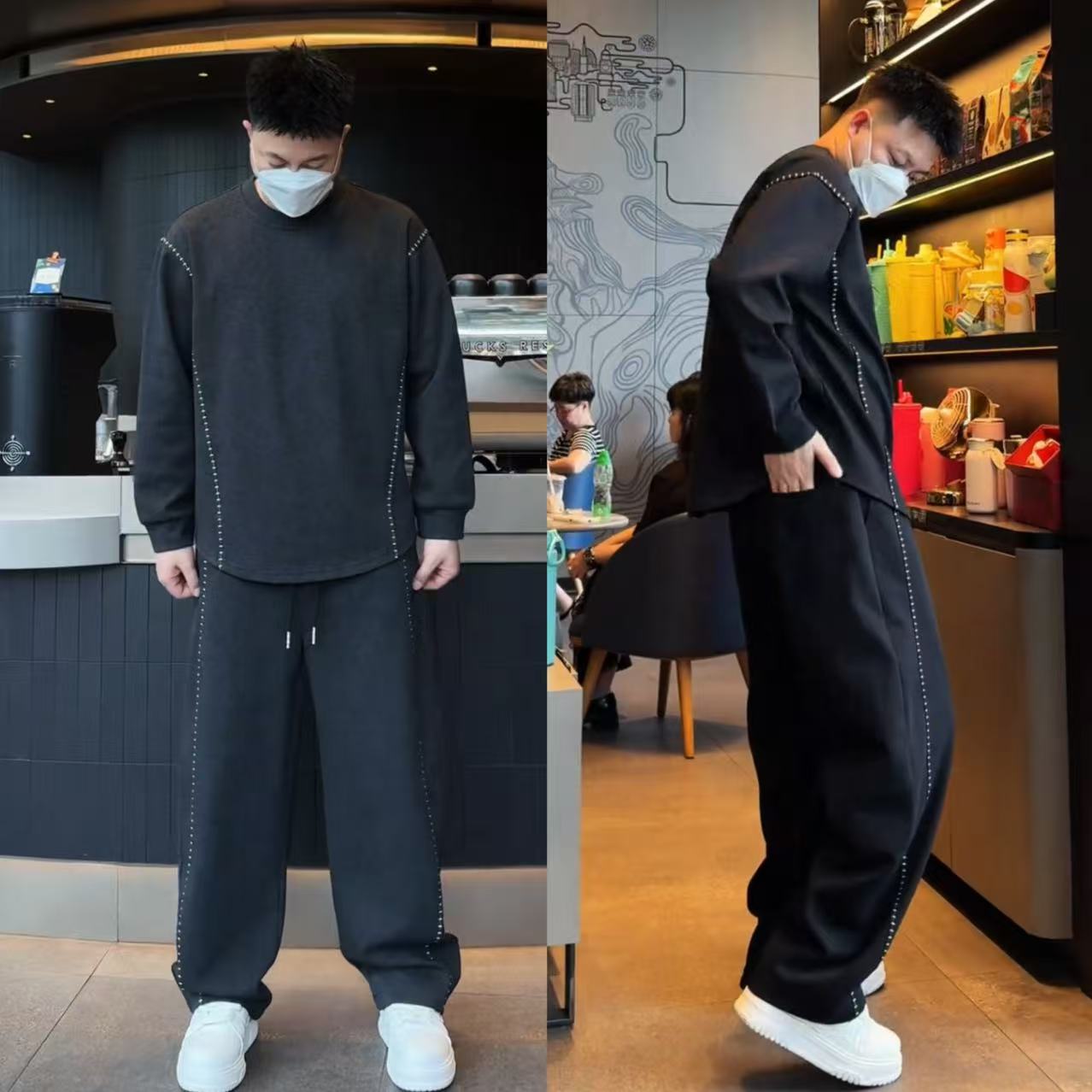 秋季新款痞帅慵懒风男装时尚套装立体剪裁潮流净版男生衣服高级感