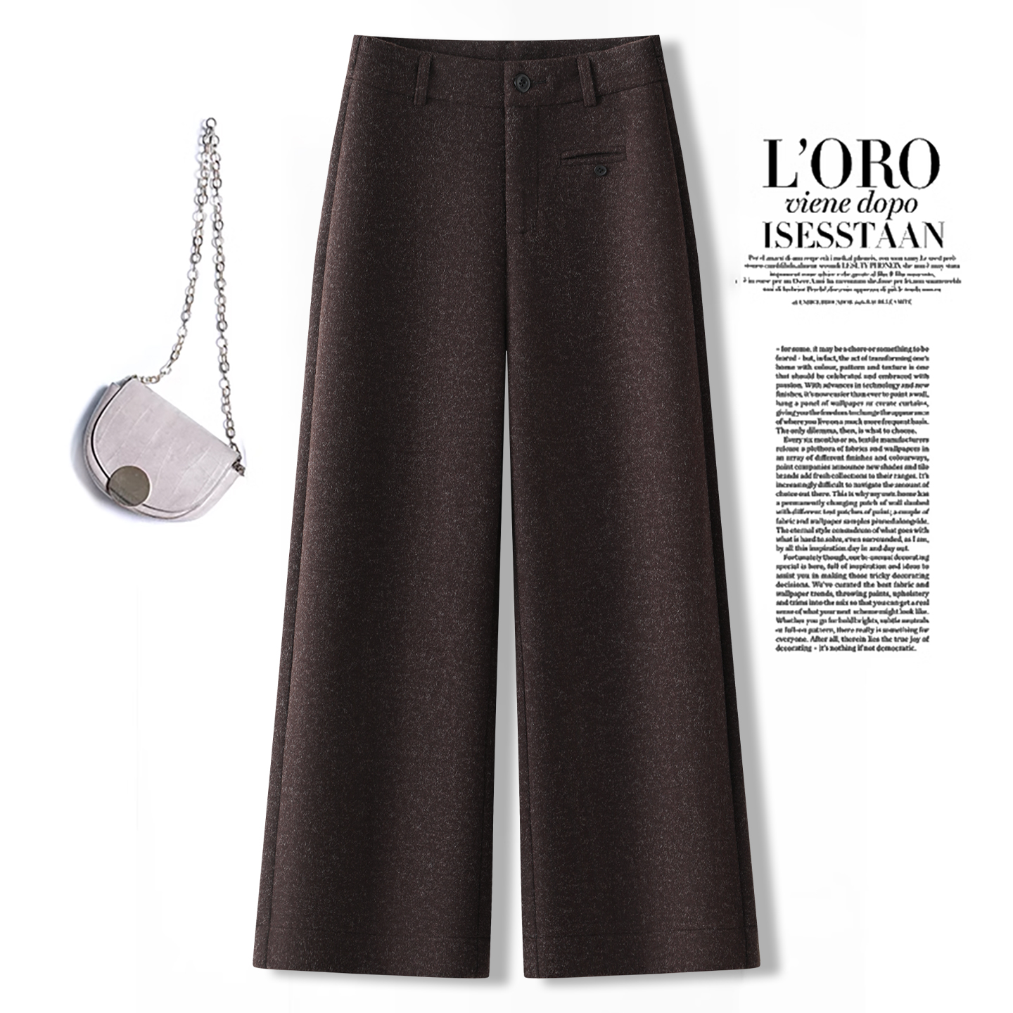 拉夏贝尔高端洋气爆款休闲裤女2025新款秋冬高腰小个子九分直筒裤