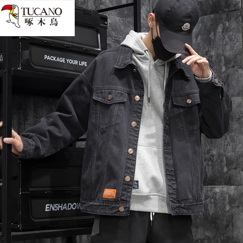 啄木鸟2025新款男保暖宽松夹克防褪色宽松牛仔外套港风外套潮流