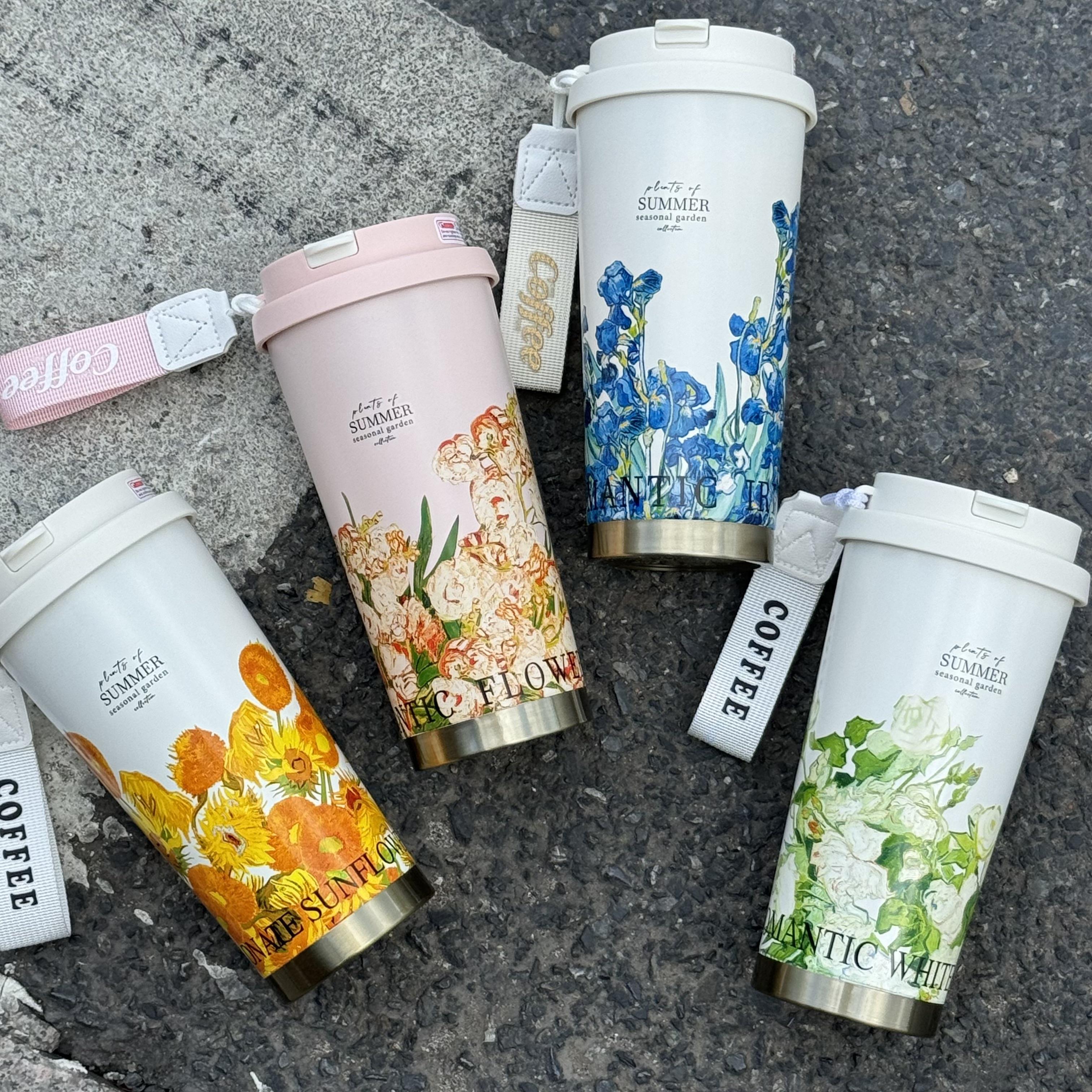 高颜值女ins风316不锈钢保温杯水杯大容量吸管学生便捷双饮咖啡杯