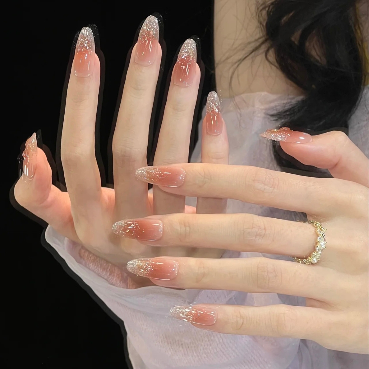 美甲穿戴甲中长款2025新款高级感手工夏日穿戴美甲杏仁甲片指甲