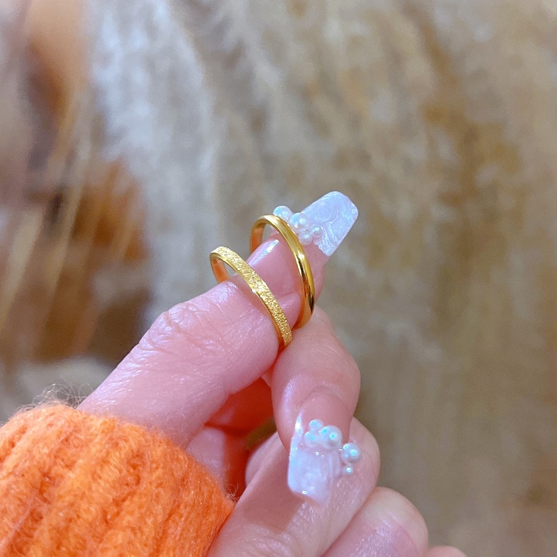 钛钢戒指 洗手不摘光面素圈磨砂组合简约气质情侣对戒ins食指指环