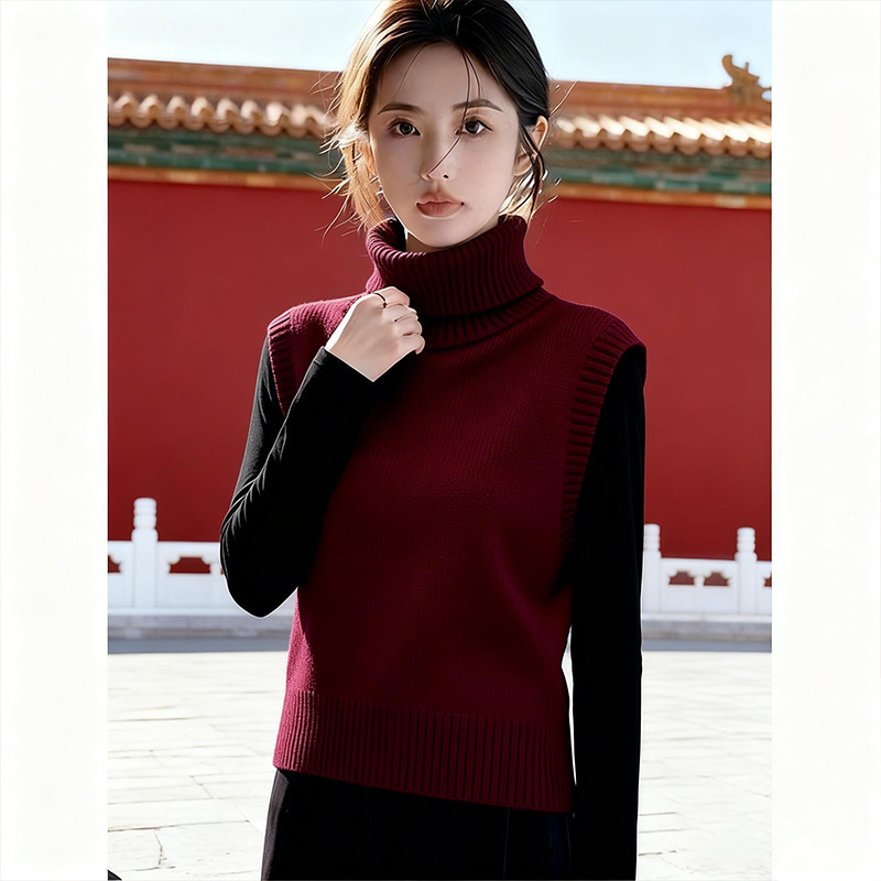 2025秋冬季新款痞帅炸街风女装高级感显瘦马甲打底衫两件套装爆款