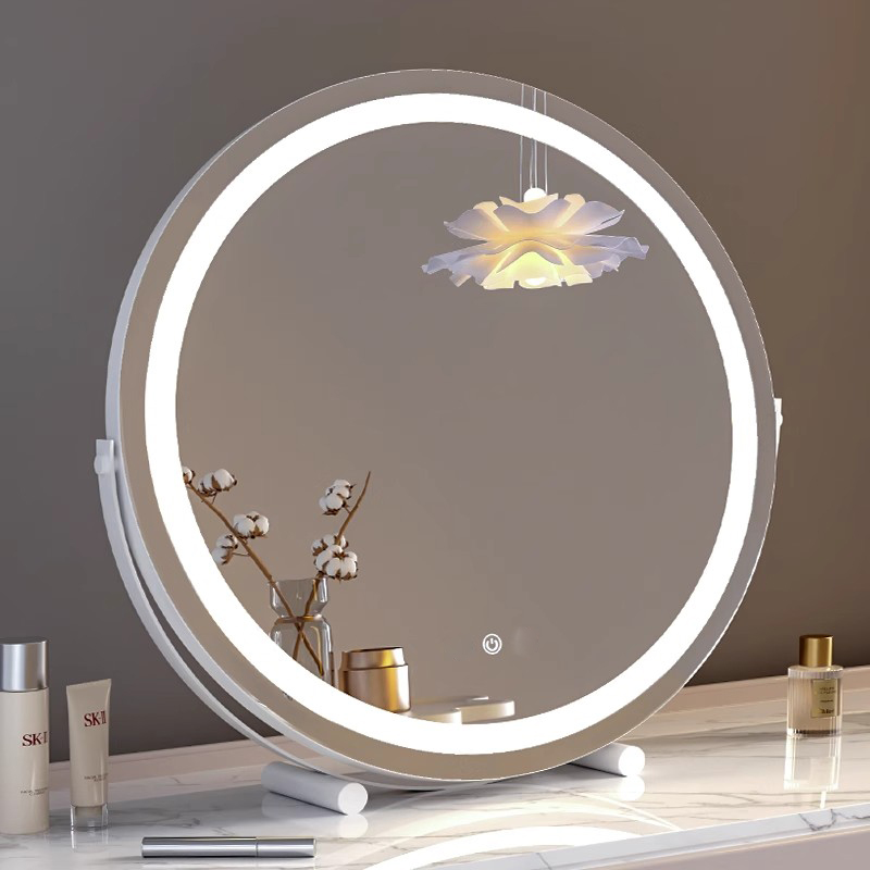 LED大化妆镜台式桌面补光智能主卧室梳妆台镜子美妆镜带补光灯镜