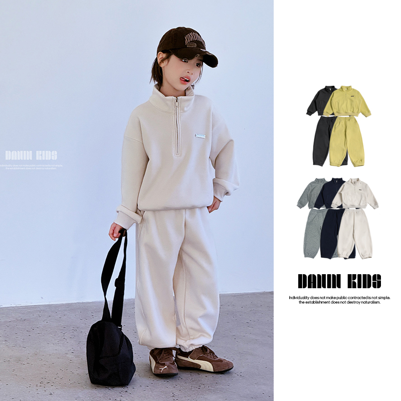 嗒囜【教室操场｜无缝切换】加绒 卫衣+卫裤 儿童新款冬装运动套装