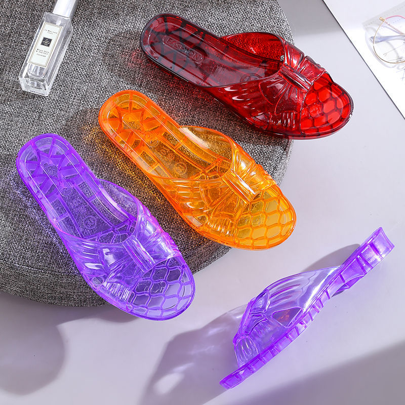 夏季新款拖鞋女水晶塑料凉拖鞋室内居家防滑防臭洗澡一字拖平底鞋