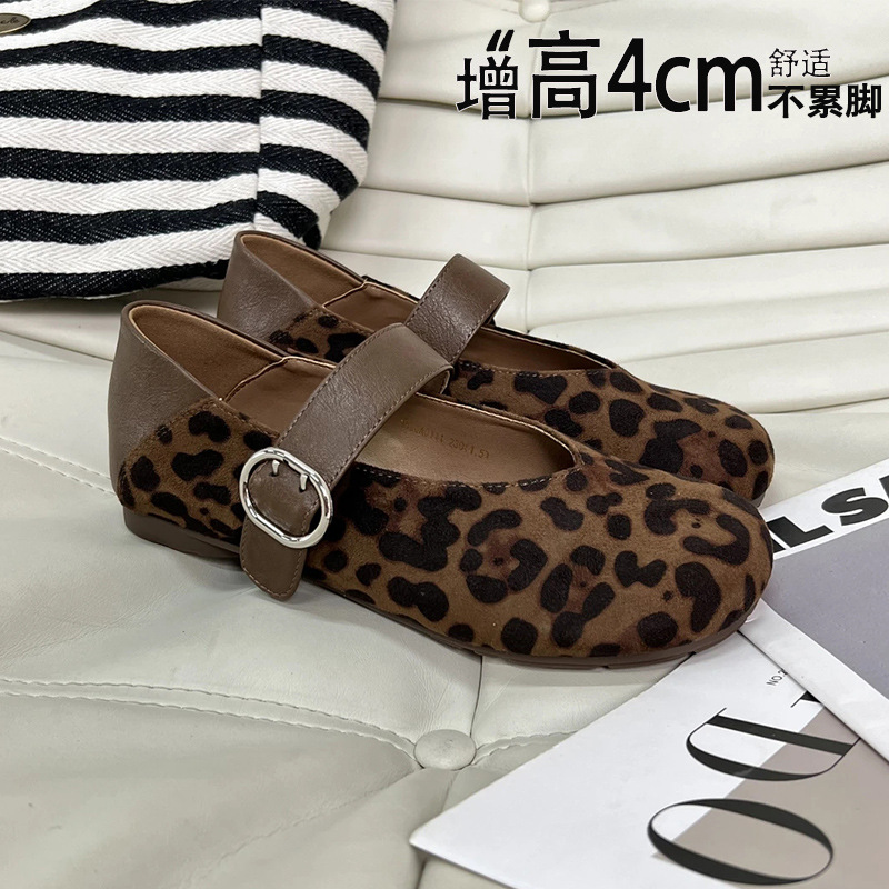 不累脚【琥珀流光~豹纹单鞋】气质款软底单鞋女百搭平底玛丽珍单鞋