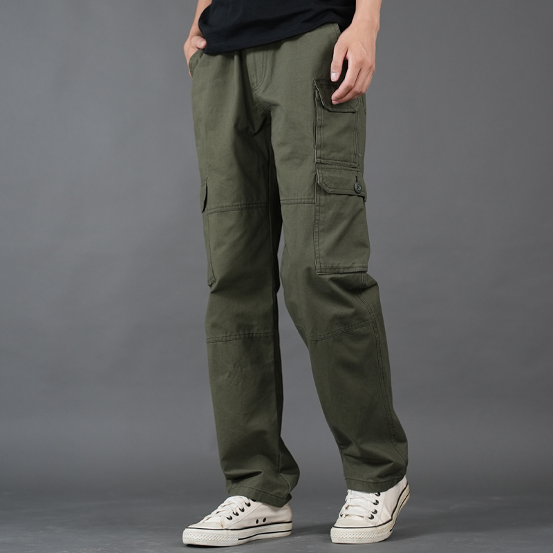 秋季新款百搭工装裤直筒纯棉休闲裤长裤男款透气宽松多口袋裤子男