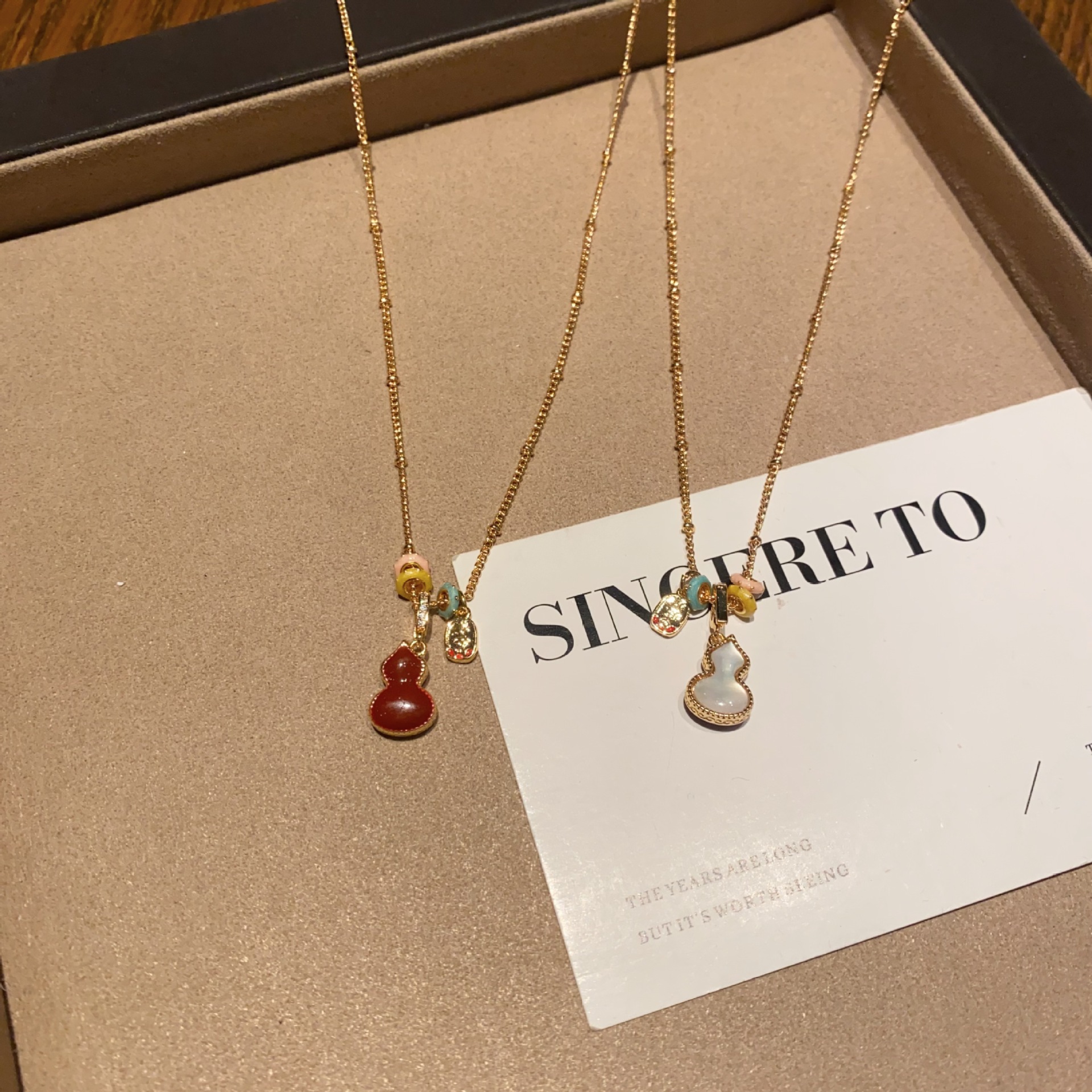 铜项链 双面滴油葫芦轻奢项链精致甜美设计感百搭锁骨链时尚颈链