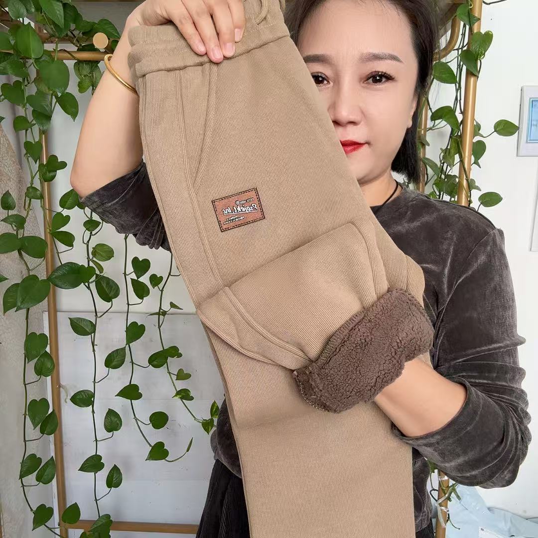 8860加厚加绒冬季女款高腰显瘦百搭束脚哈伦休闲卫裤