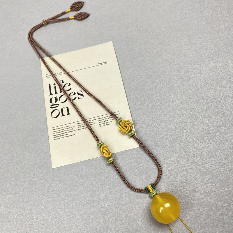 手工编织项链吊坠绳毛衣链配饰如意锁包男女高档调节挂绳