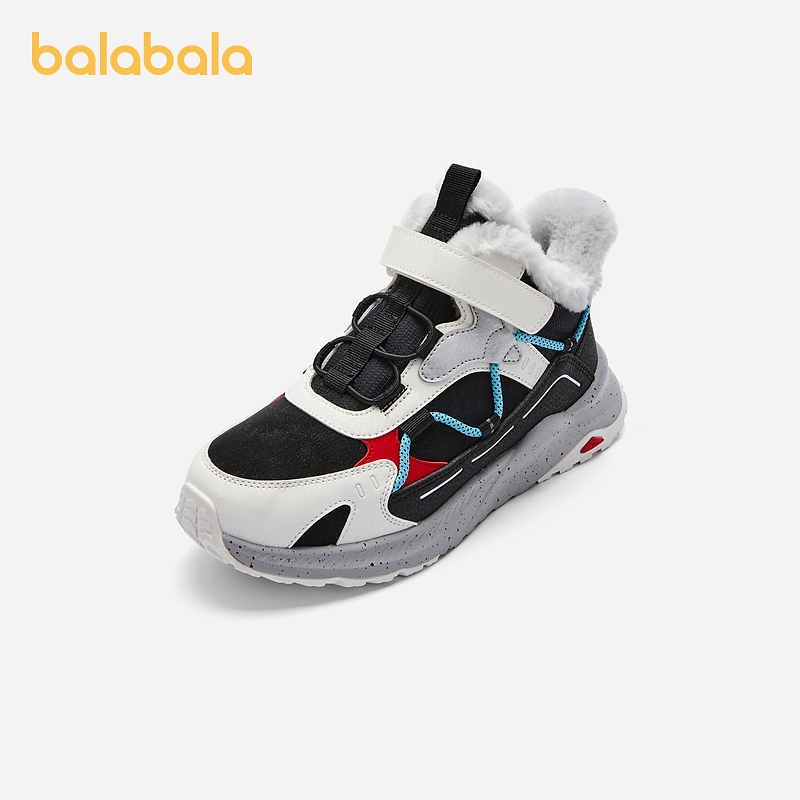 巴拉巴拉童鞋儿童运动靴男儿童女儿童短靴加绒加厚冬靴子耐磨防滑