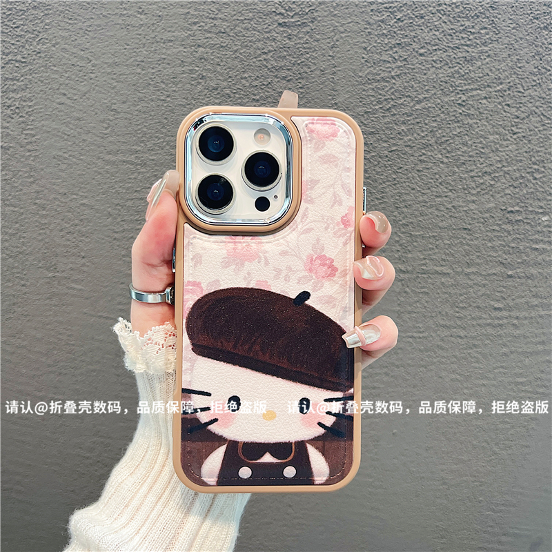 电镀镜框皮纹鼓包适用苹果17/iPhone/华为pura80手机保护壳防摔潮