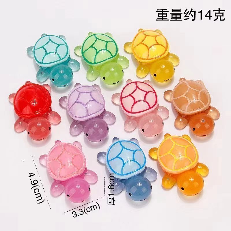 卡通彩色夜光小乌龟玩具模型摆件公仔海龟亚克力发光动物乌龟玩偶