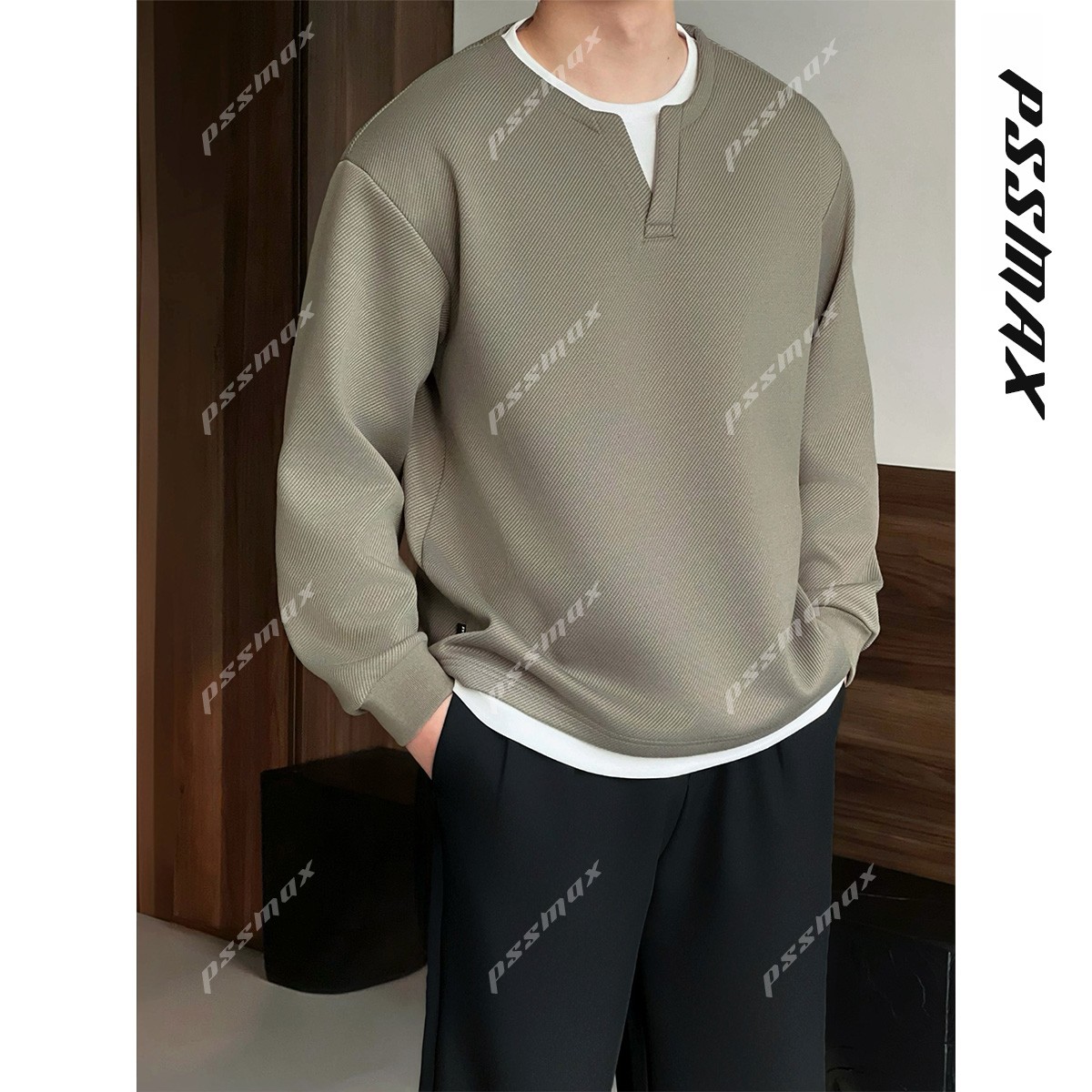 【现货】胖俗俗pssmax【常春藤】2025秋冬新款加绒保暖假两件休闲卫衣