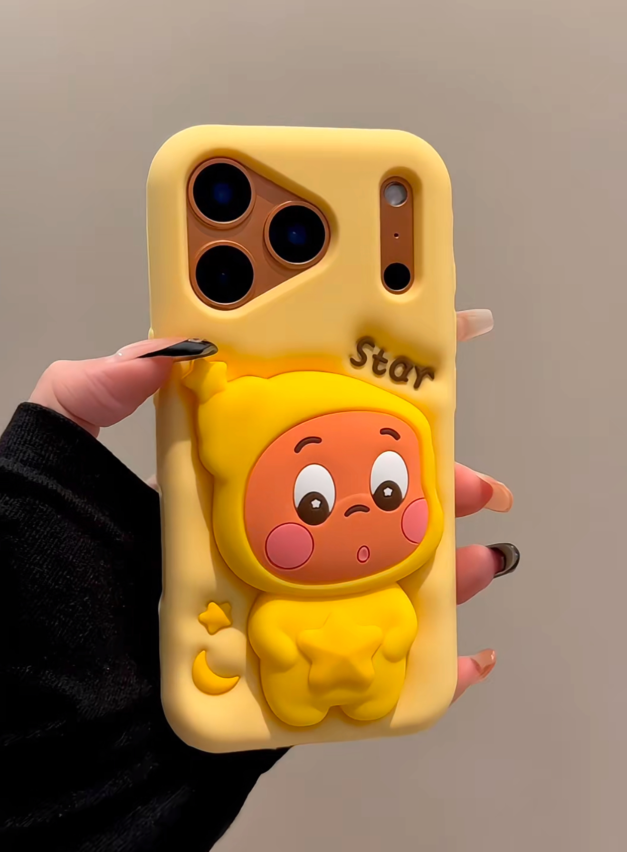 苹果|膨胀捏捏可爱星星解压公仔适用iPhone17p立体硅胶手机壳