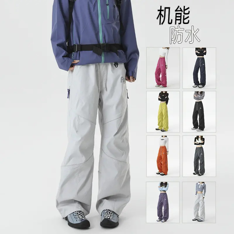 秋冬季三防机能冲锋裤潮牌印花户外工装裤宽松美式加绒休闲长裤子