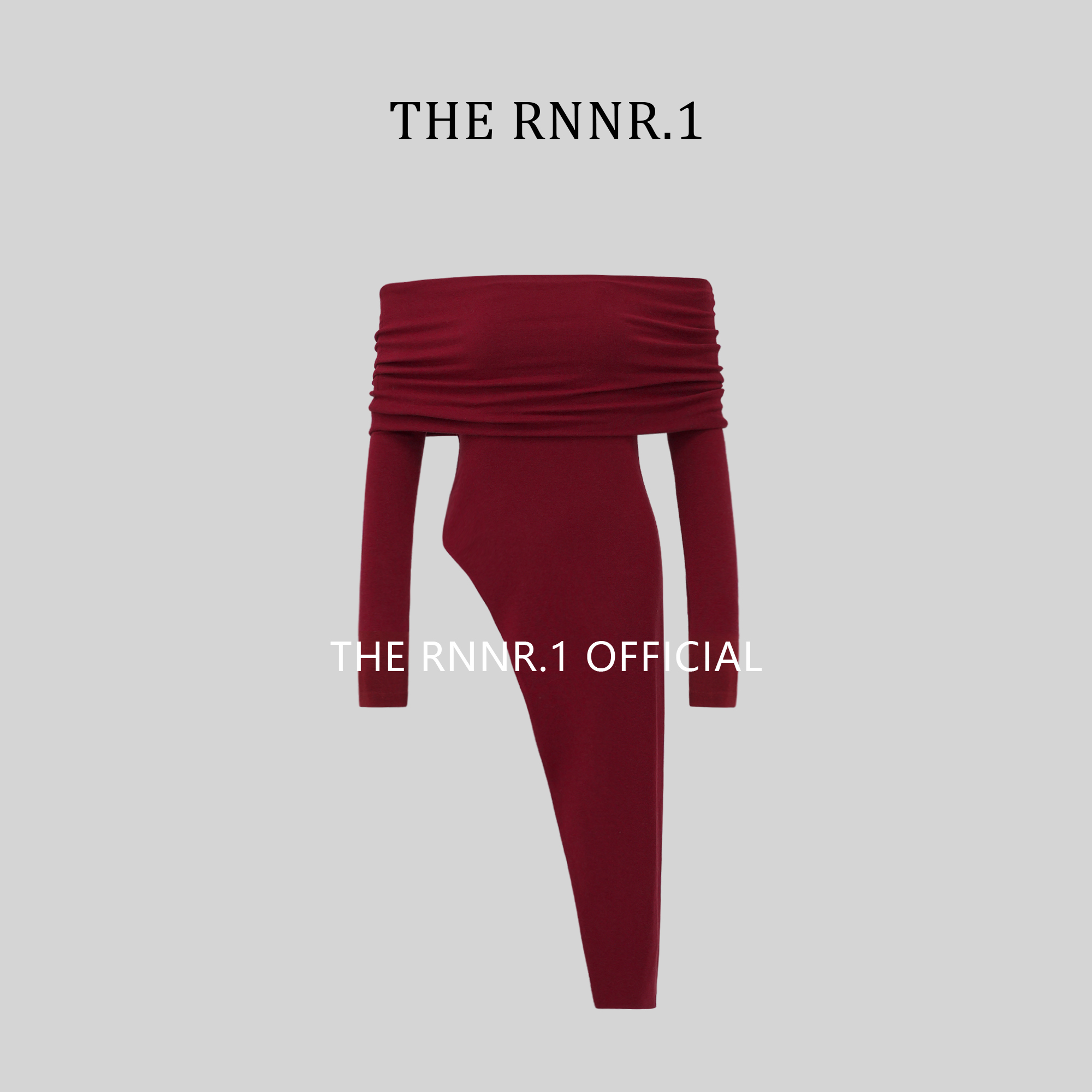 THE RNNR.1圣诞特辑！！新年 红色 羊毛羊绒 一字领修身侧开叉上衣