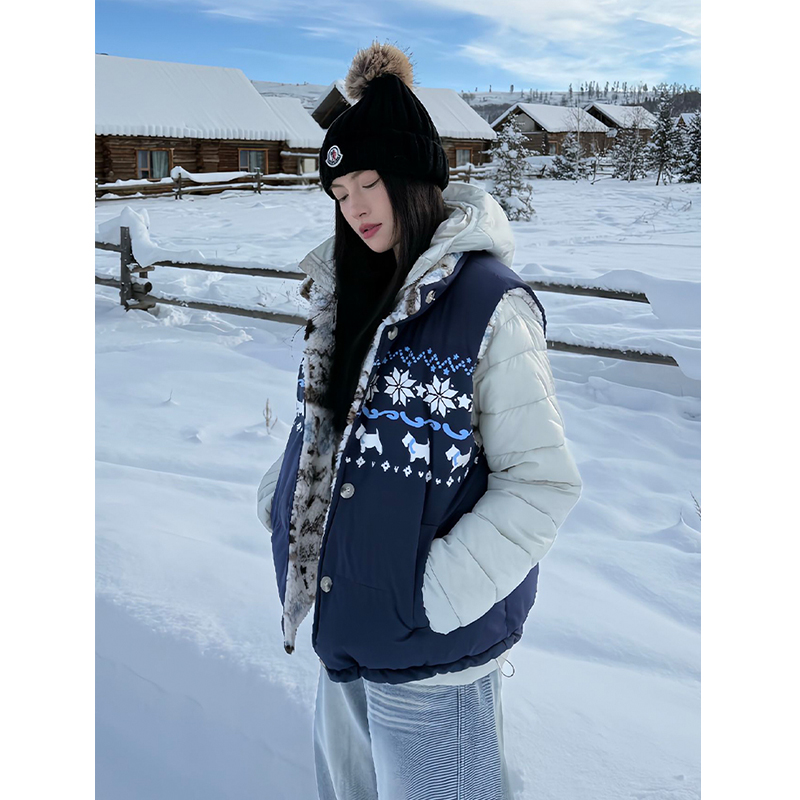 费尔岛马甲男女款外穿冬加厚双面穿立领棉服外套保暖摇粒绒背心潮