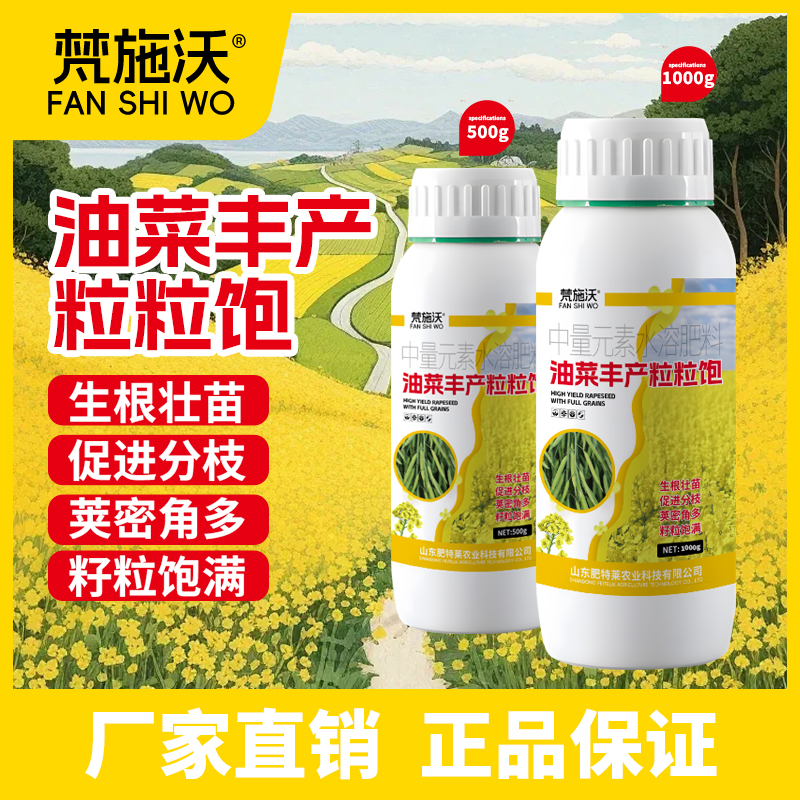 油菜丰产粒粒饱提高出油率促花授粉抗倒伏籽粒饱满油菜专用叶面肥
