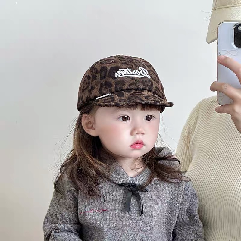 儿童韩版豹纹软檐鸭舌帽春秋季宝宝薄款遮阳帽男女婴儿出游棒球帽