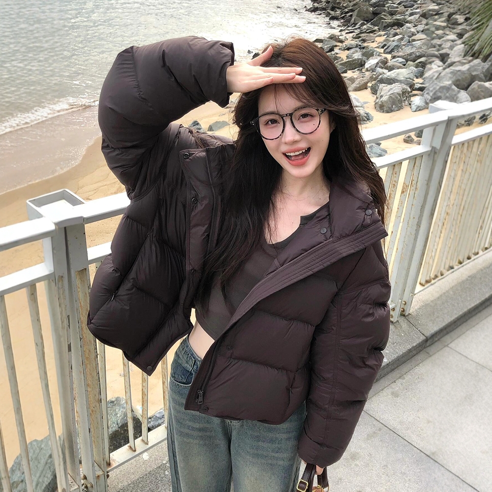 短款羽绒服女小个子2025新款冬季加厚宽松保暖冬装白鸭绒面包外套